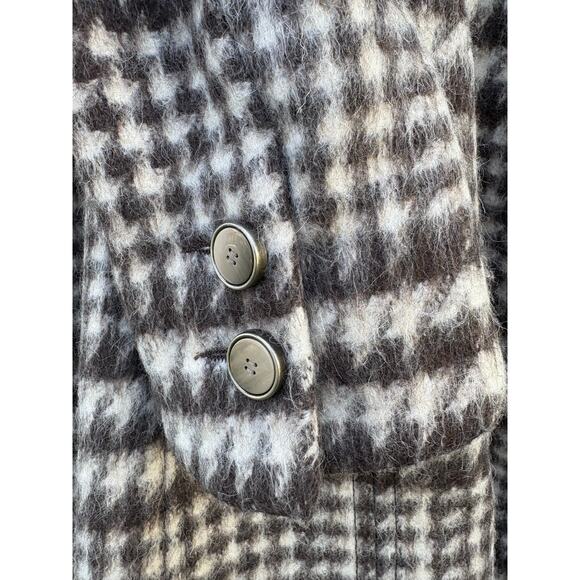 Laundry by Shelli Segal Trench Coat Sz 4 Houndstooth Check Tweed Preppy Business - Picture 3 of 7